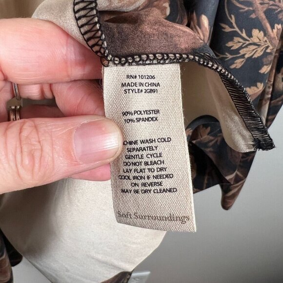 Soft Surroundings Shape Drape Faux Suede Jacket Floral Large Black Brown - Picture 10 of 10
